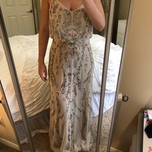 Dreamy Adrianna Papell beaded floral prom dress